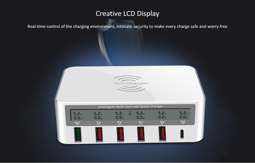 Wirless Smart USB Display Charger 100W Model:818PF