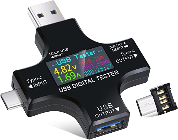 3 in 1 Type C USB Tester Color Screen IPS Digital Multimeter