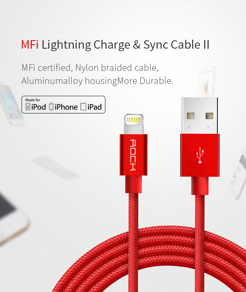Rock - MFi Lightning Charge & Sync Round Cable II #201090010049